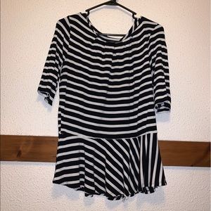 Black and white work blouse